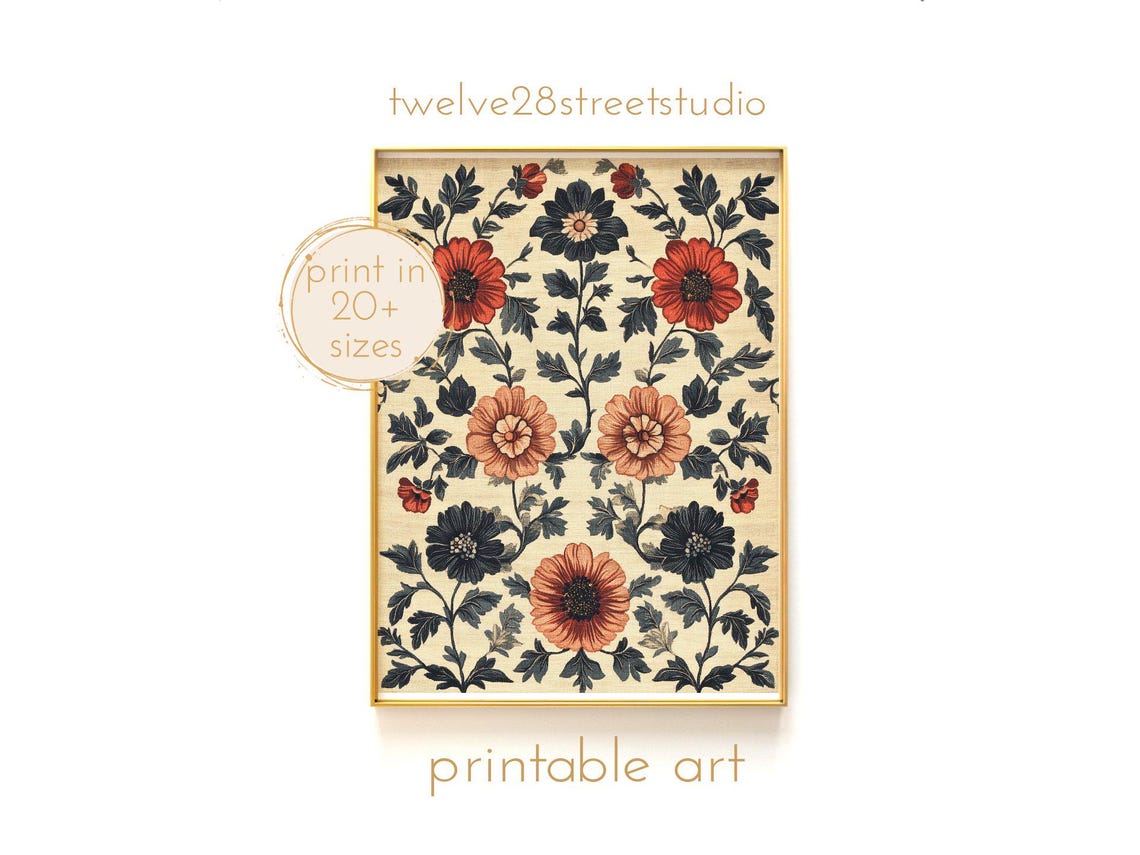 Vintage Rustic Textile Pattern Instant Downloand Artwork Print In 20 Sizes Wall Art Vintage Wall Art Moody Wall Art