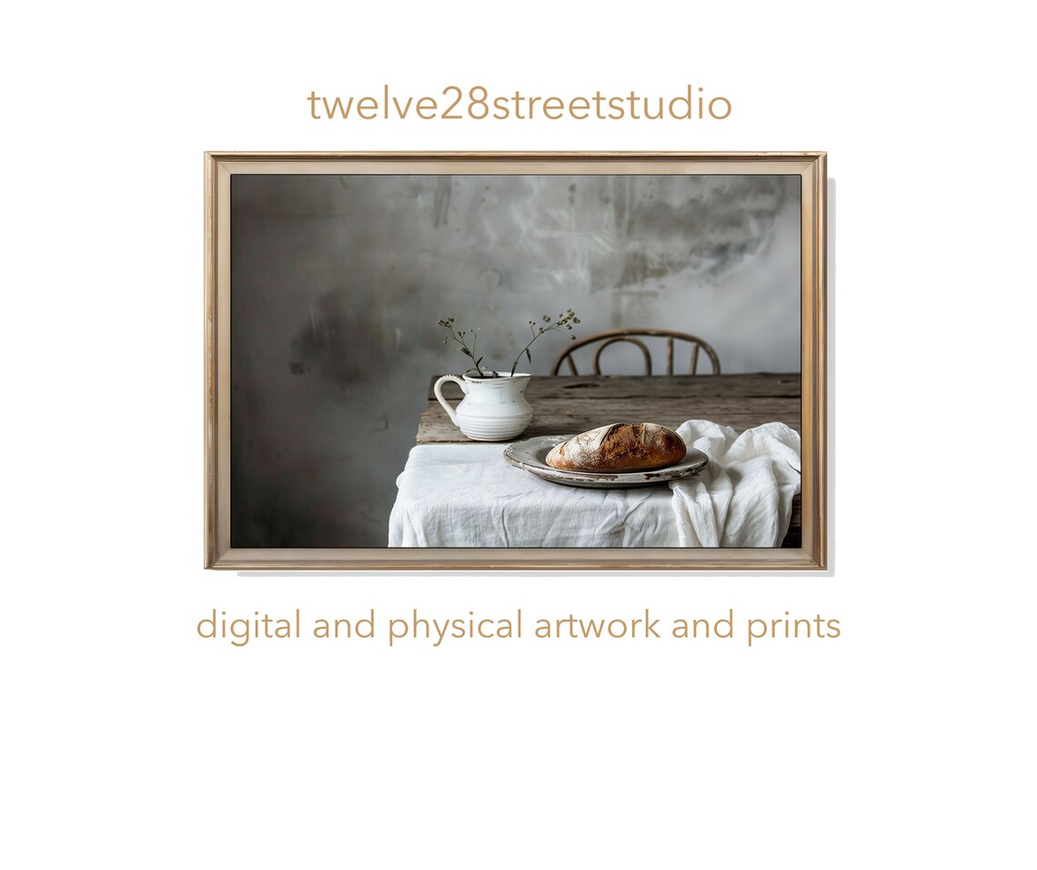 Still Life With Bread and Water, Farmhouse Art Print