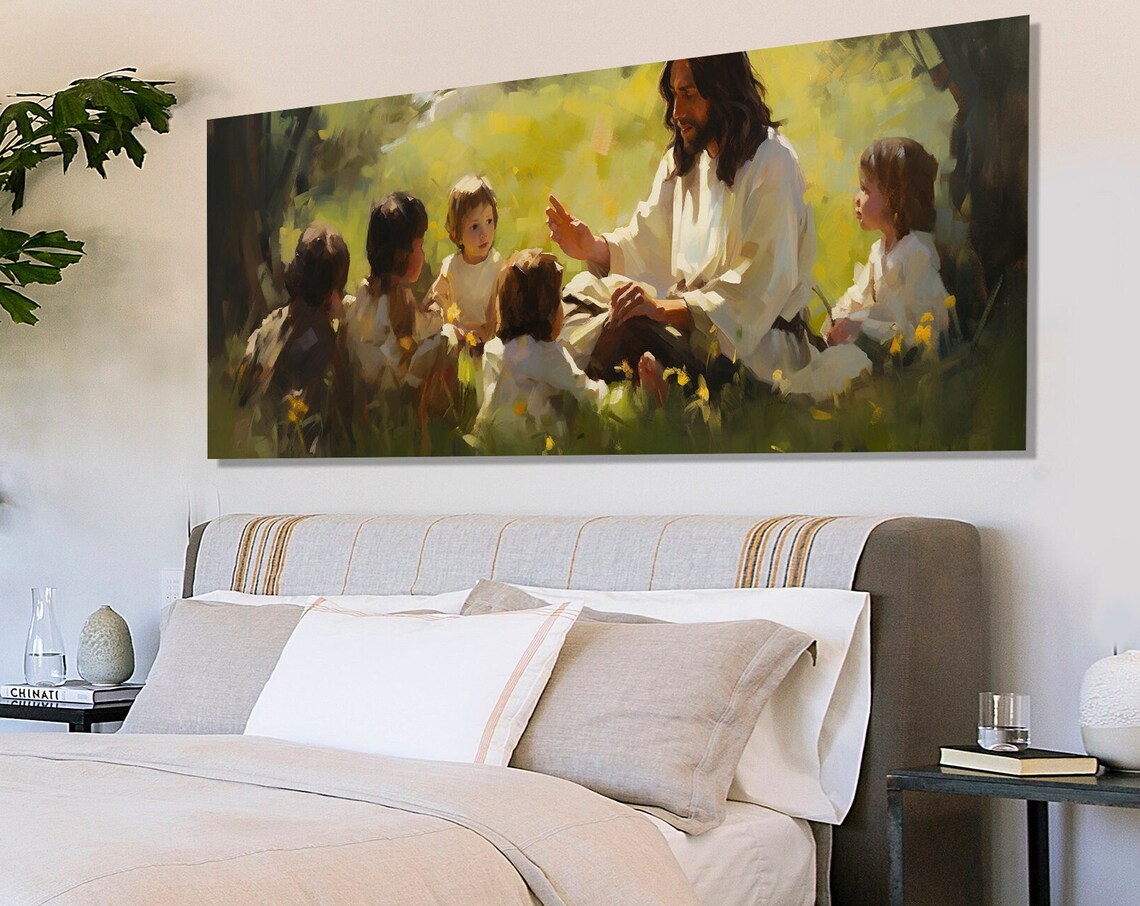 Jesus Teaching Children Sermon On The Mount Religious Painting Wall Poster