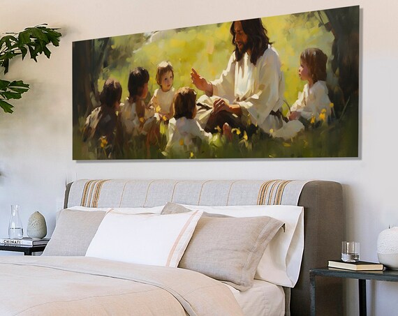 Jesus Teaching Children Sermon On The Mount Religious Painting Wall Poster