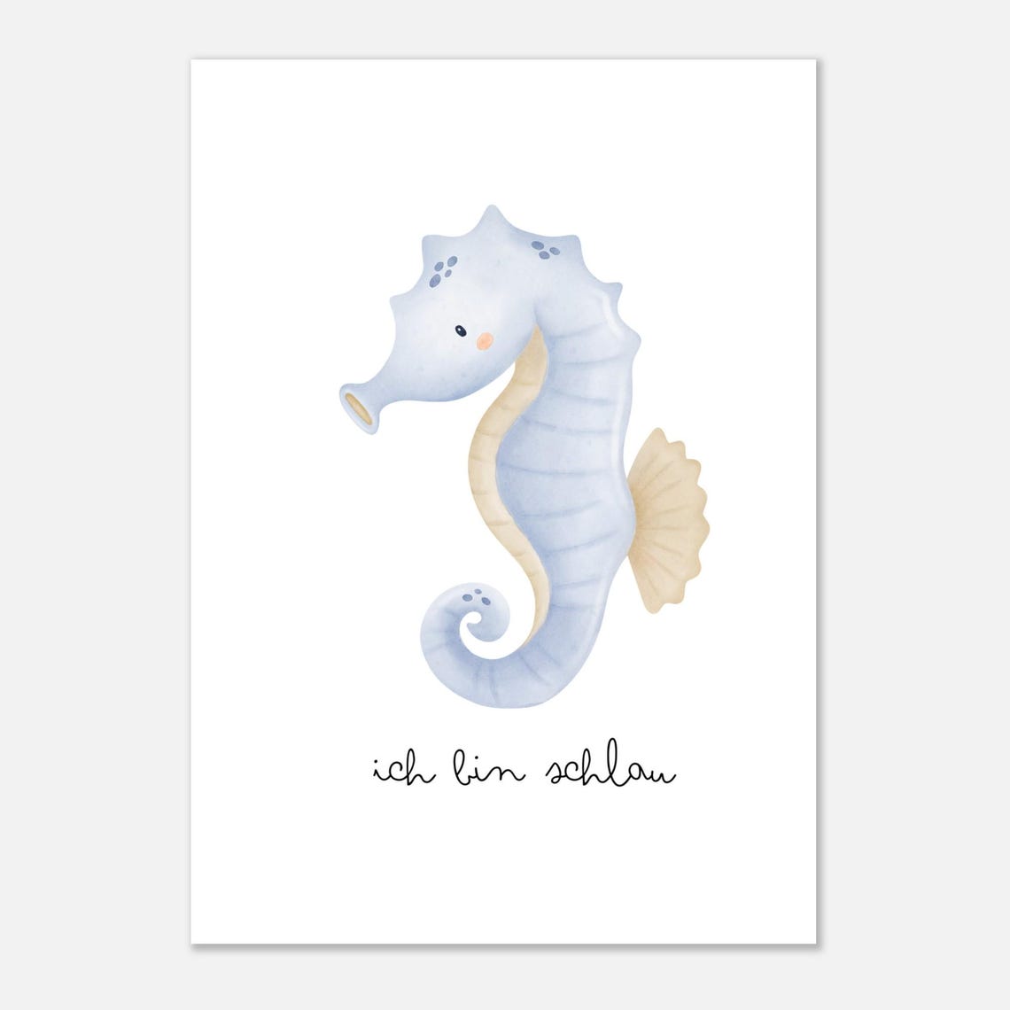 Delicate Pastel Seahorse 'I Am Smart' Affirmation Nursery Wall Poster - Image 2