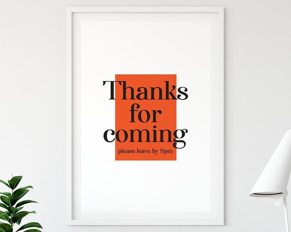 Thanks For Coming Print Typography Wall Art Bar Art Prints Funny Wall Art Living Room Decor Red Bright Art