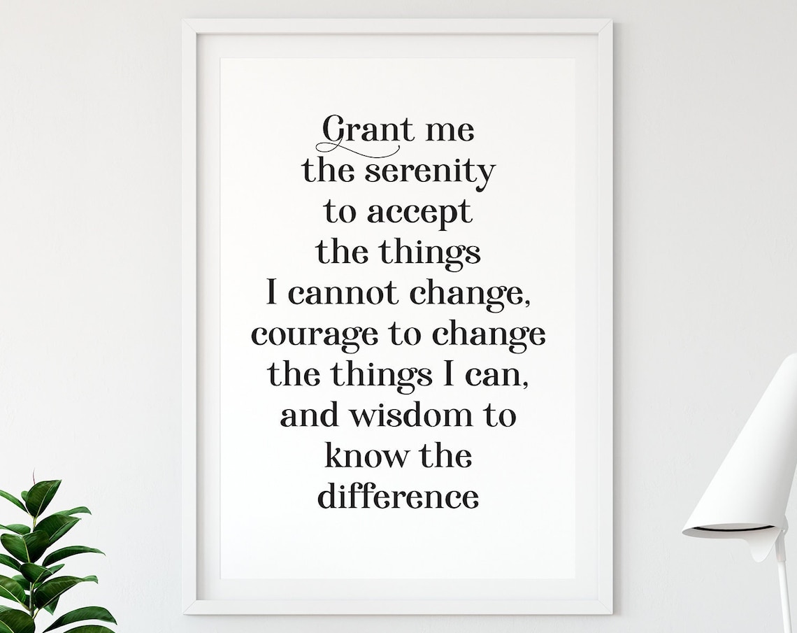Serenity Prayer Classic Typography Mindfulness Quote Bedroom Decor Poster