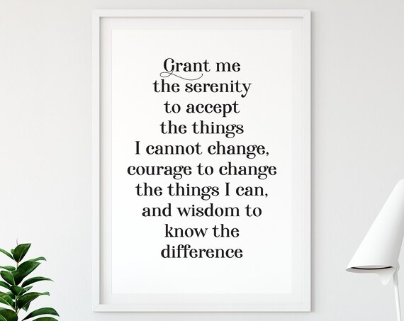 Serenity Prayer Classic Typography Mindfulness Quote Bedroom Decor Poster