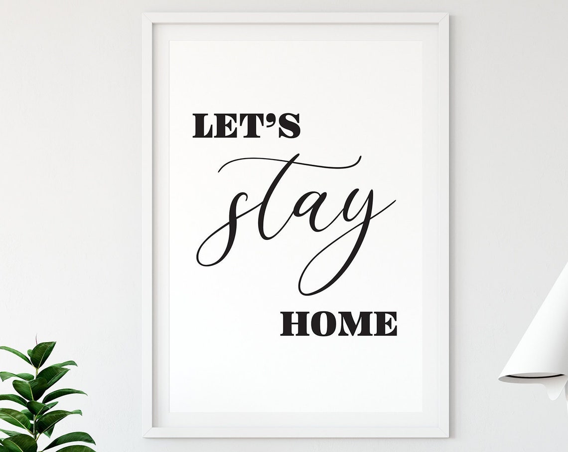 Lets Stay Home Print Trendy Living Room Decor Cute Quote Art Homebody Club Print Introvert Quote Womancave Poster Living Room