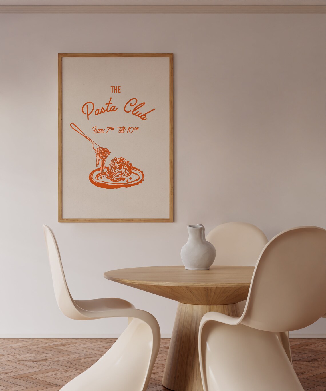 Hand Drawn Pasta Club Retro Kitchen Art Print - Image 3