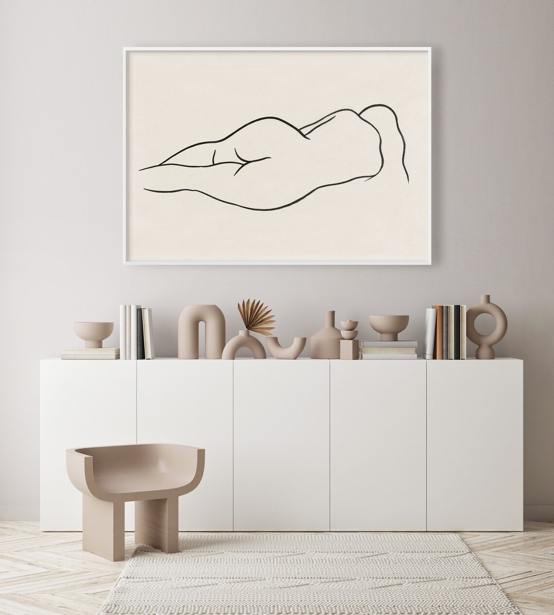 Reclining Female Figure Minimalist Nude Line Drawing Art Poster - Image 2