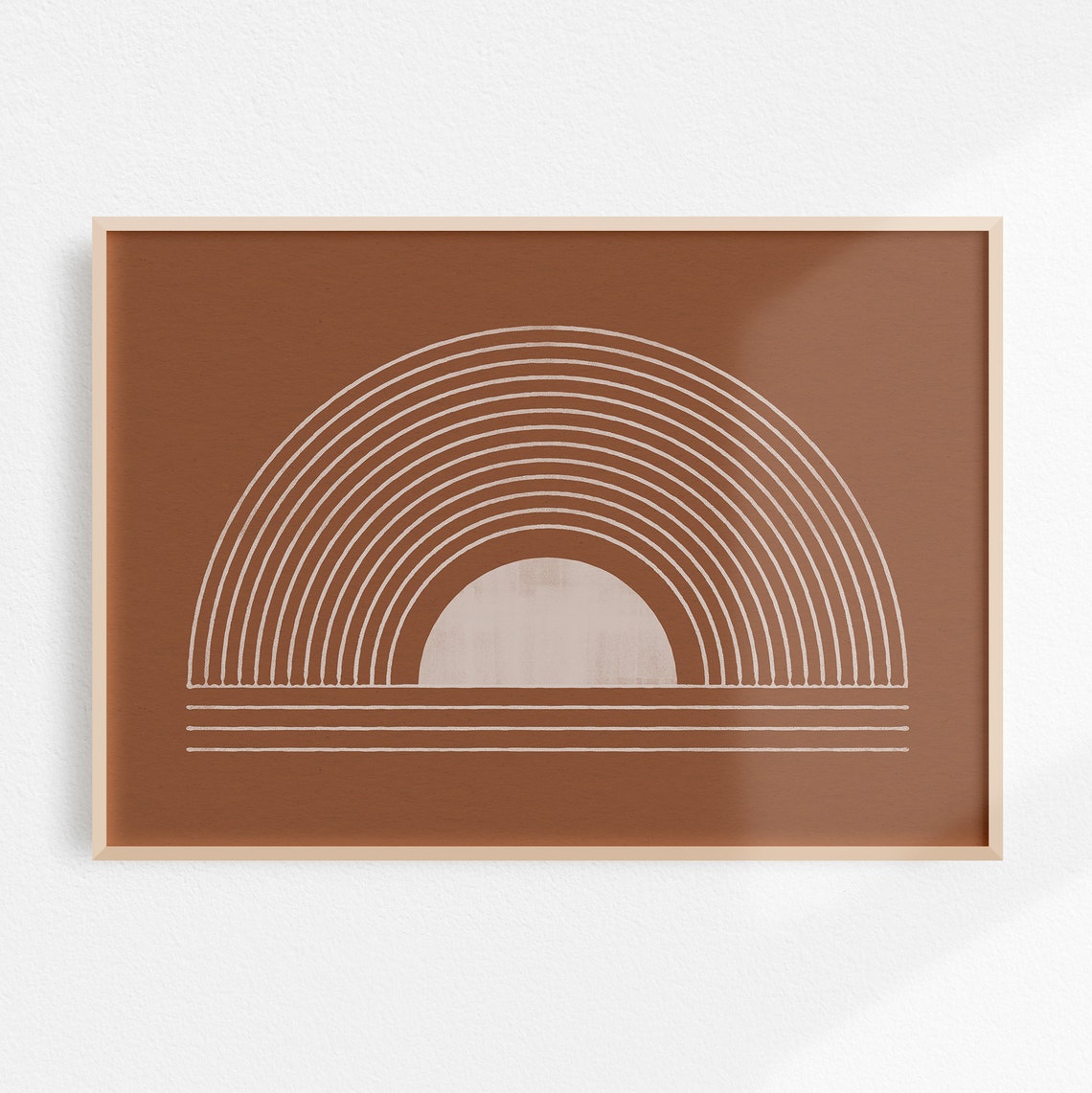 Terracotta Sun Arch Line Art Boho Retro Geometric Decor Poster