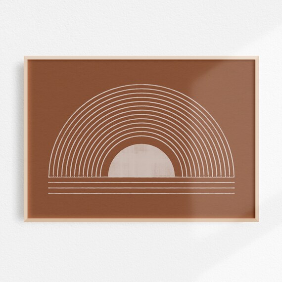 Sun Print Terracotta Print Geometric Wall Art Abstract Line Art Sun Illustration Print Art