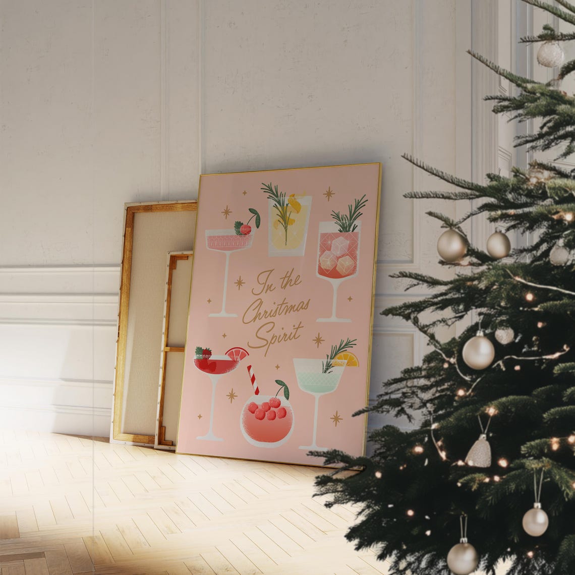 Christmas Cocktails Print Pink Christmas Poster Retro Christmas Poster For Bar Christmas Spirit Poster Seasonal Drink Print - Image 7