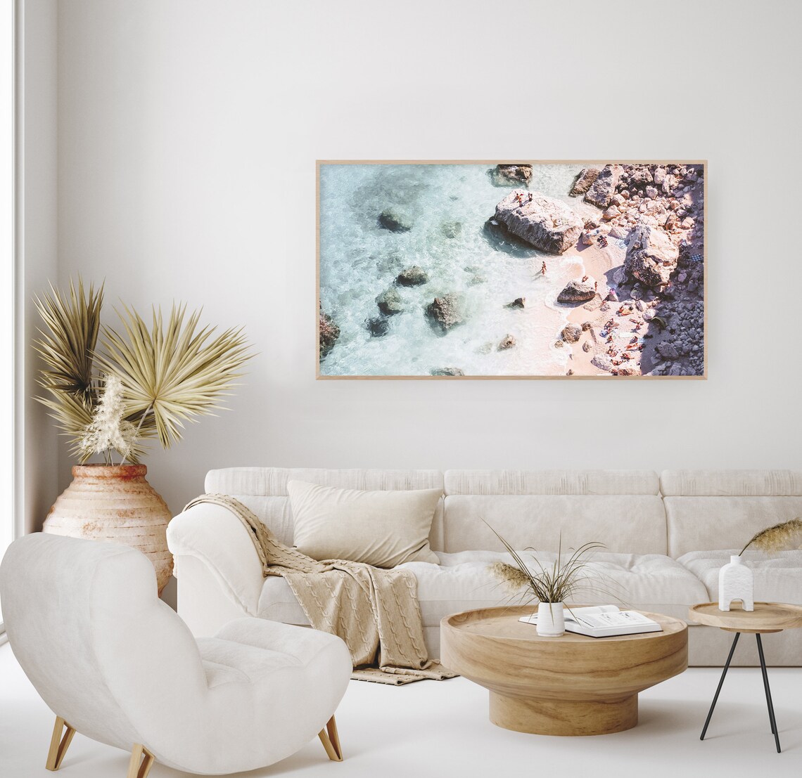 Sardinia Rocky Cove Turquoise Water Beach Aerial Frame Tv Art Poster - Image 3