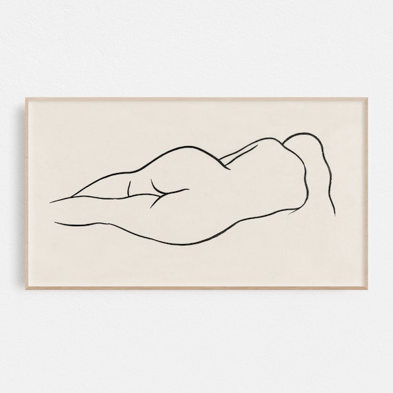Reclining Figure Single Line Nude Drawing Minimalist Body Art Poster