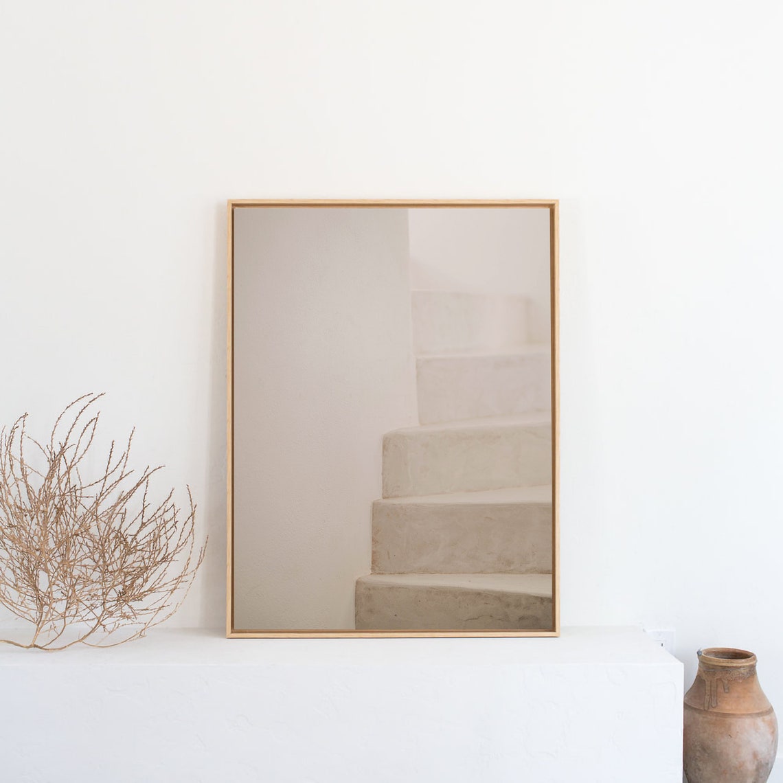 Minimal Beige Staircase Neutral Interior Design Photo Poster - Image 2