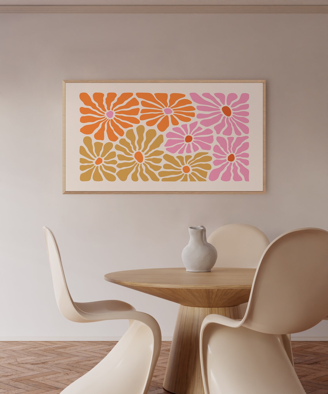 Retro Frame TV Art, Danish Pastel Flowers - Image 2