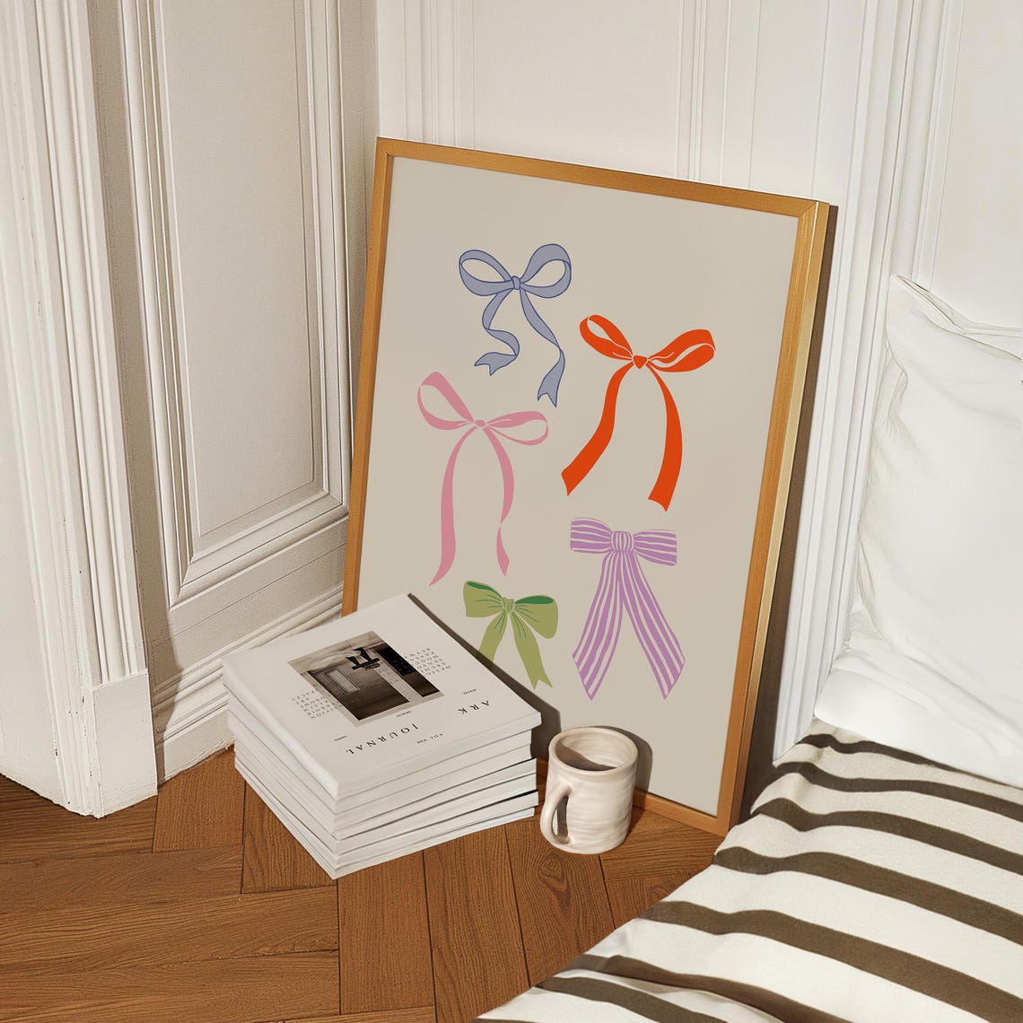 Playful Multicolor Coquette Bow Collection on Cream Art Poster - Image 2