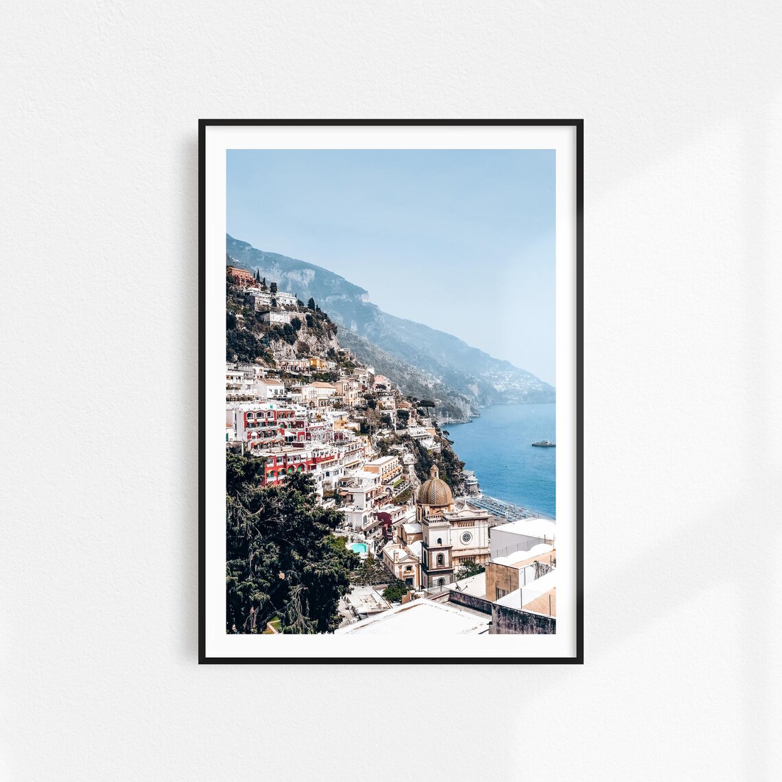 Positano Colorful Clifftop Village And Dome Church Amalfi Coast Poster