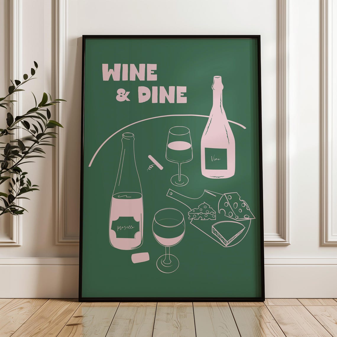 Wine And Dine Red Blue Prosecco Cheese Plate Kitchen Wall Art - Image 5