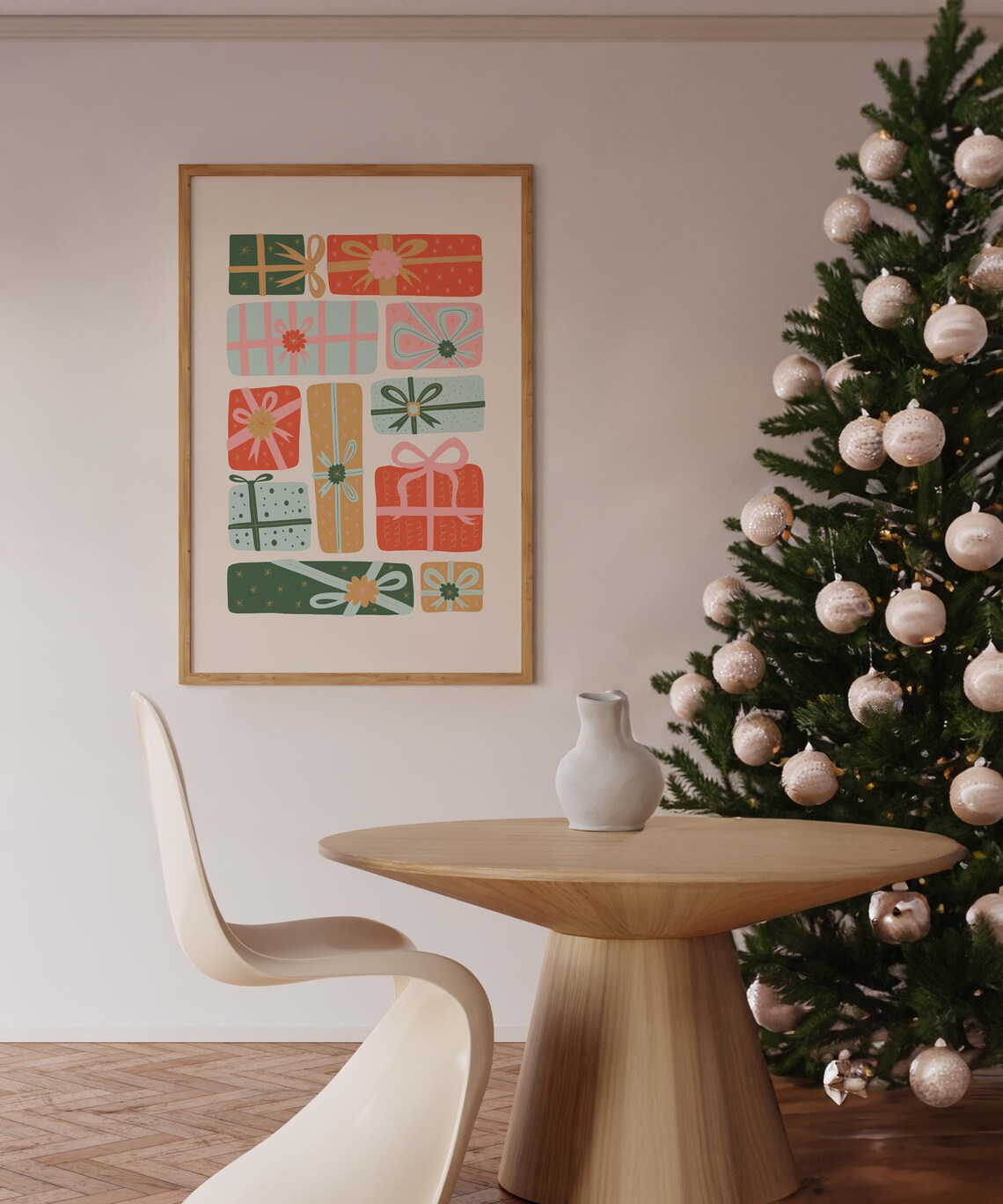 Colorful Wrapped Christmas Gifts Illustration Holiday Poster - Image 3