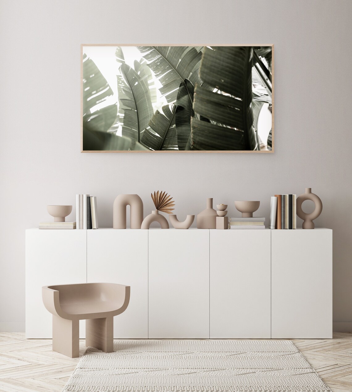 Sunlit Palm Fronds Muted Green Tropical Botanical Photography Poster - Image 3