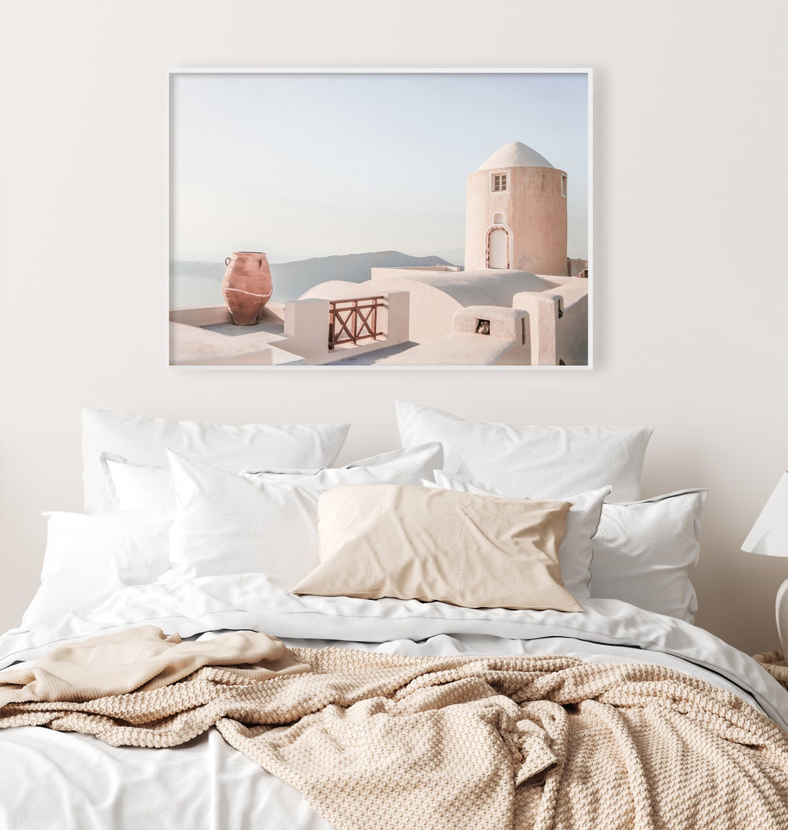 Santorini Windmill Tower And Whitewashed Rooftops Greece Poster - Image 3