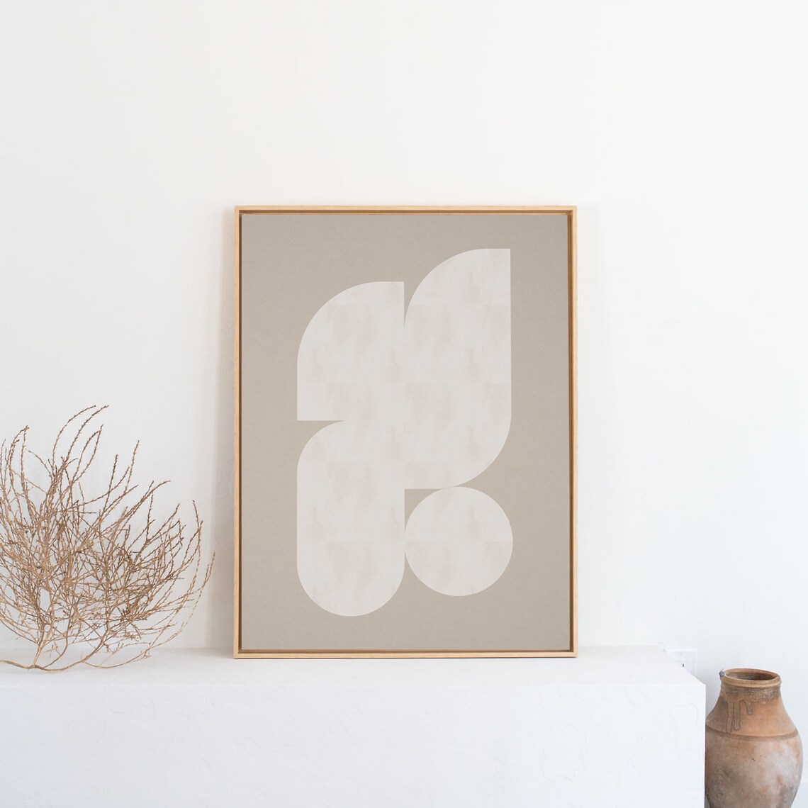 Beige Abstract Organic Shapes Minimalist Modern Decor Poster - Image 2