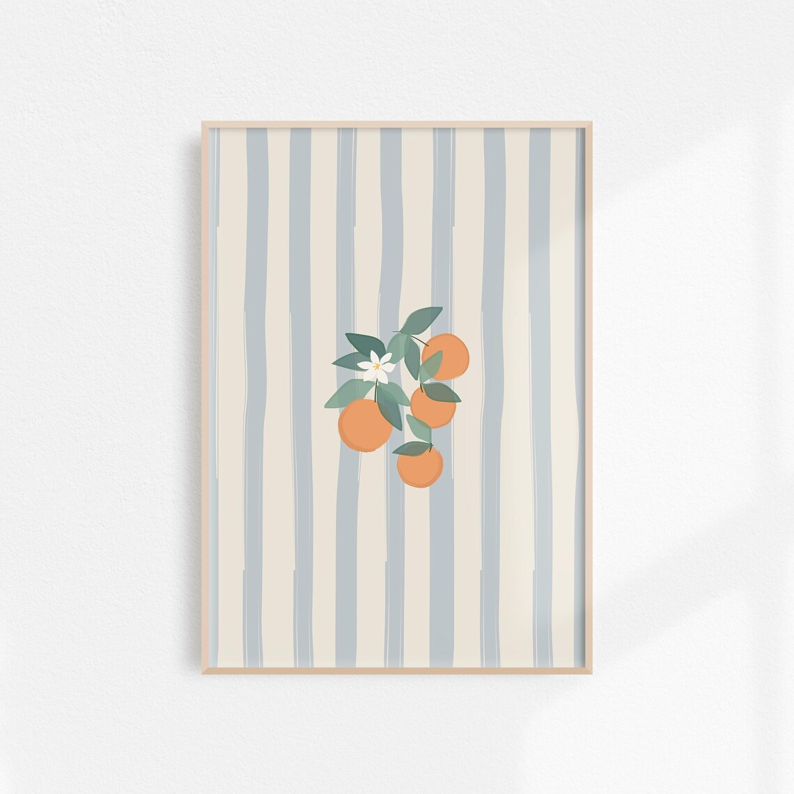 Striped Oranges Grandmillennial Kitchen Art Print - Image 2