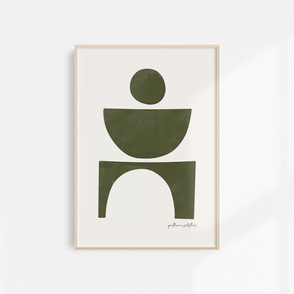 Olive Modern Abstract Print, Mid Century Poster