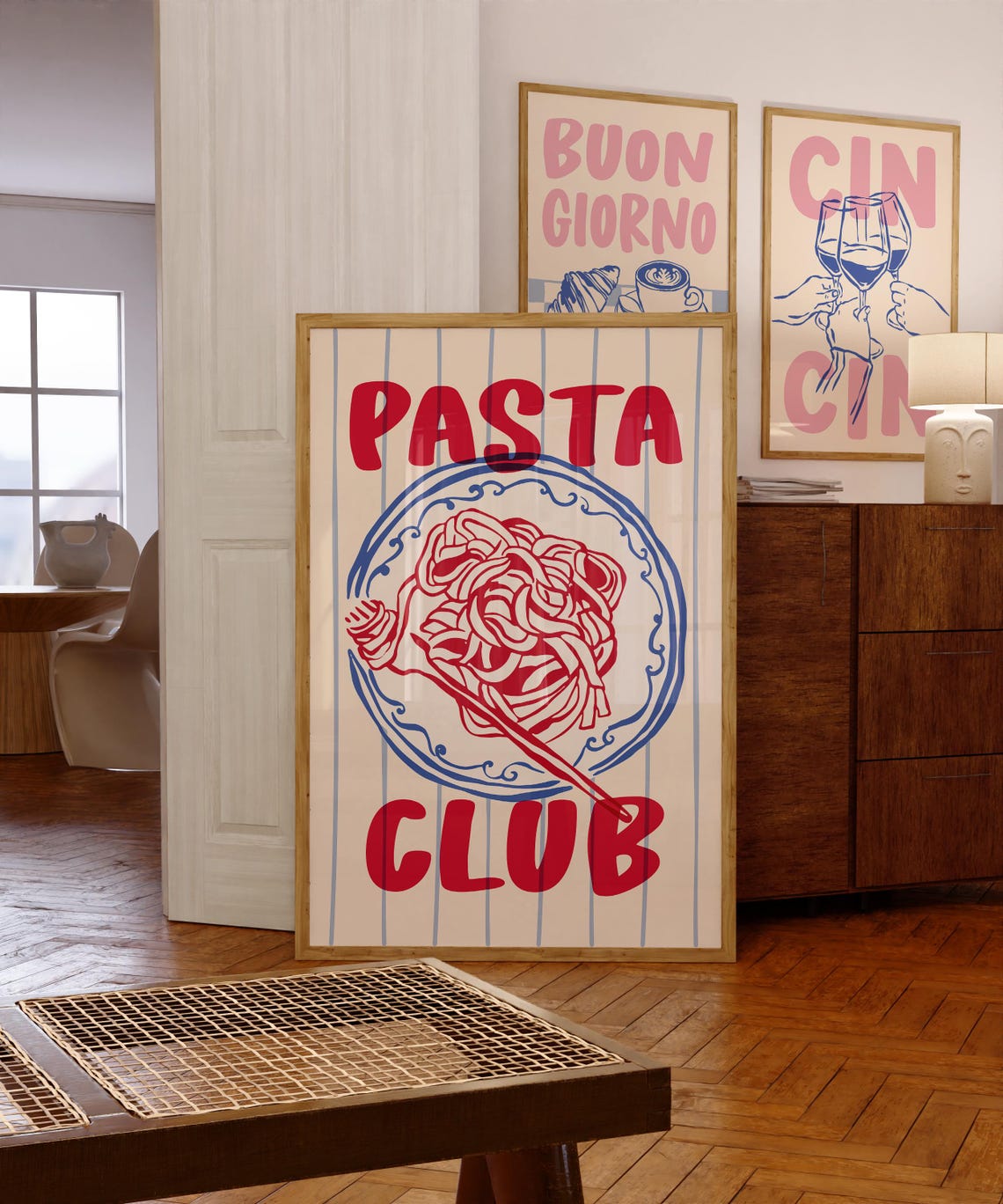 Vintage Pasta Club Red Retro Italian Kitchen Decor Art Poster - Image 2