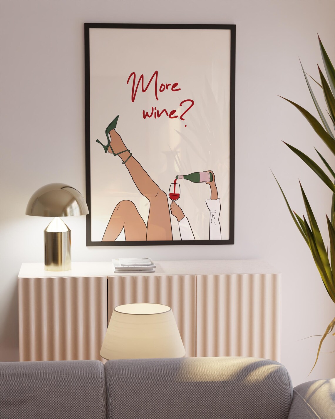 More Wine Funny Legs Heels Pouring Girls Night Bar Cart Wall Poster - Image 5