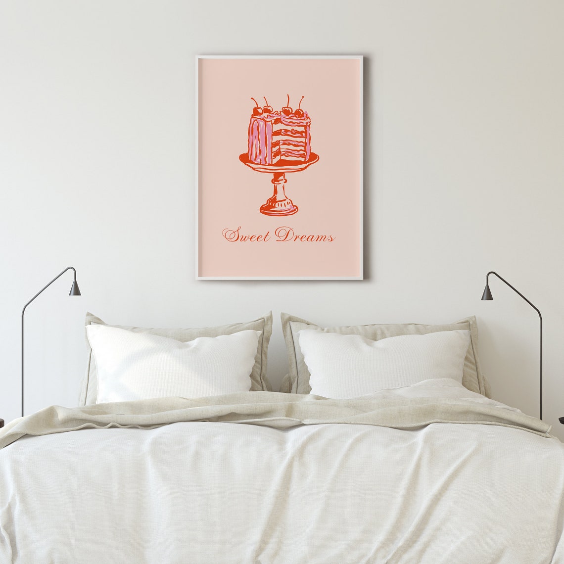 Sweet Dreams Layered Cherry Cake Script Coquette Kitchen Poster - Image 2
