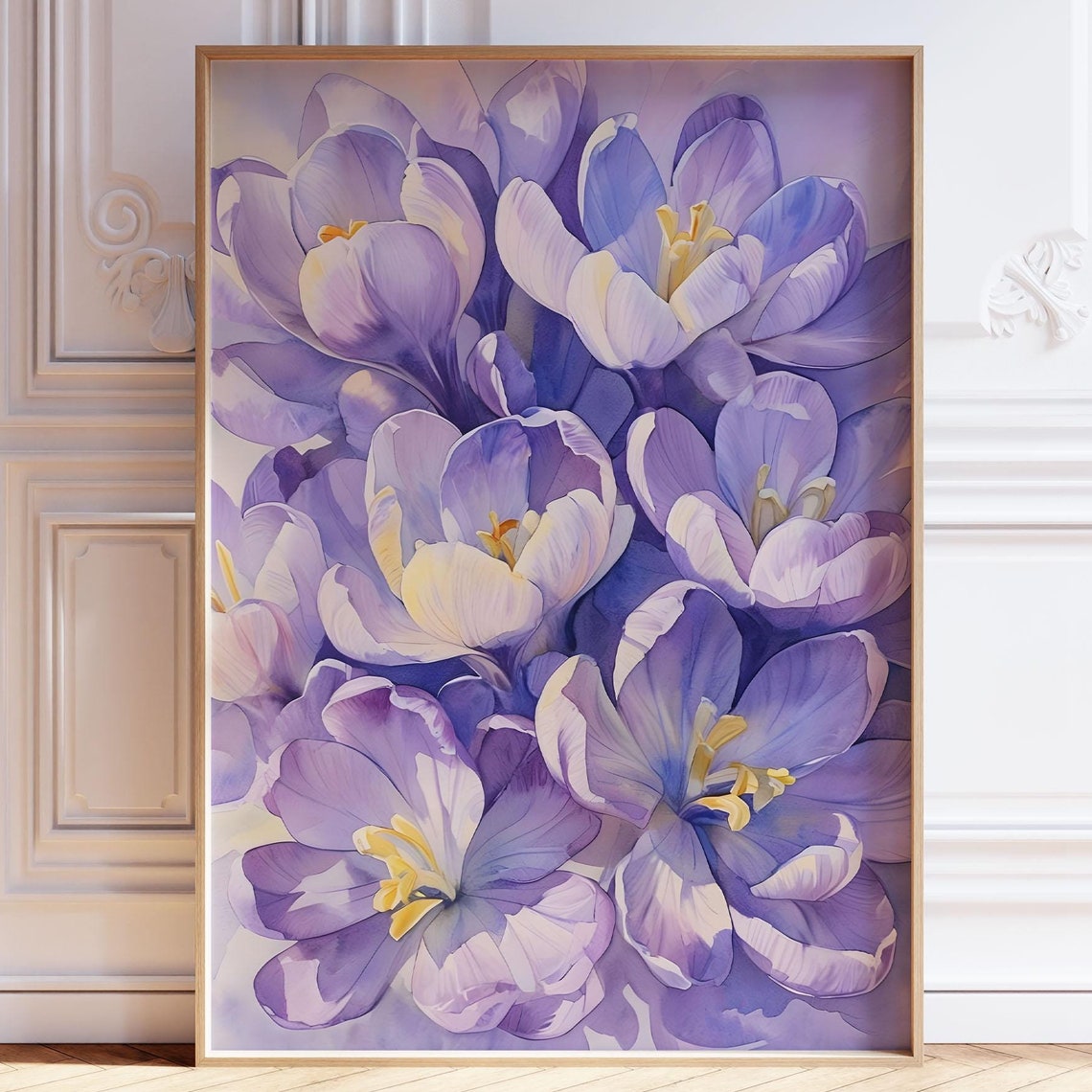 Crocus Wall Art Painting Pastel Floral Spring Decor Botanical Girly Preppy Poster Print