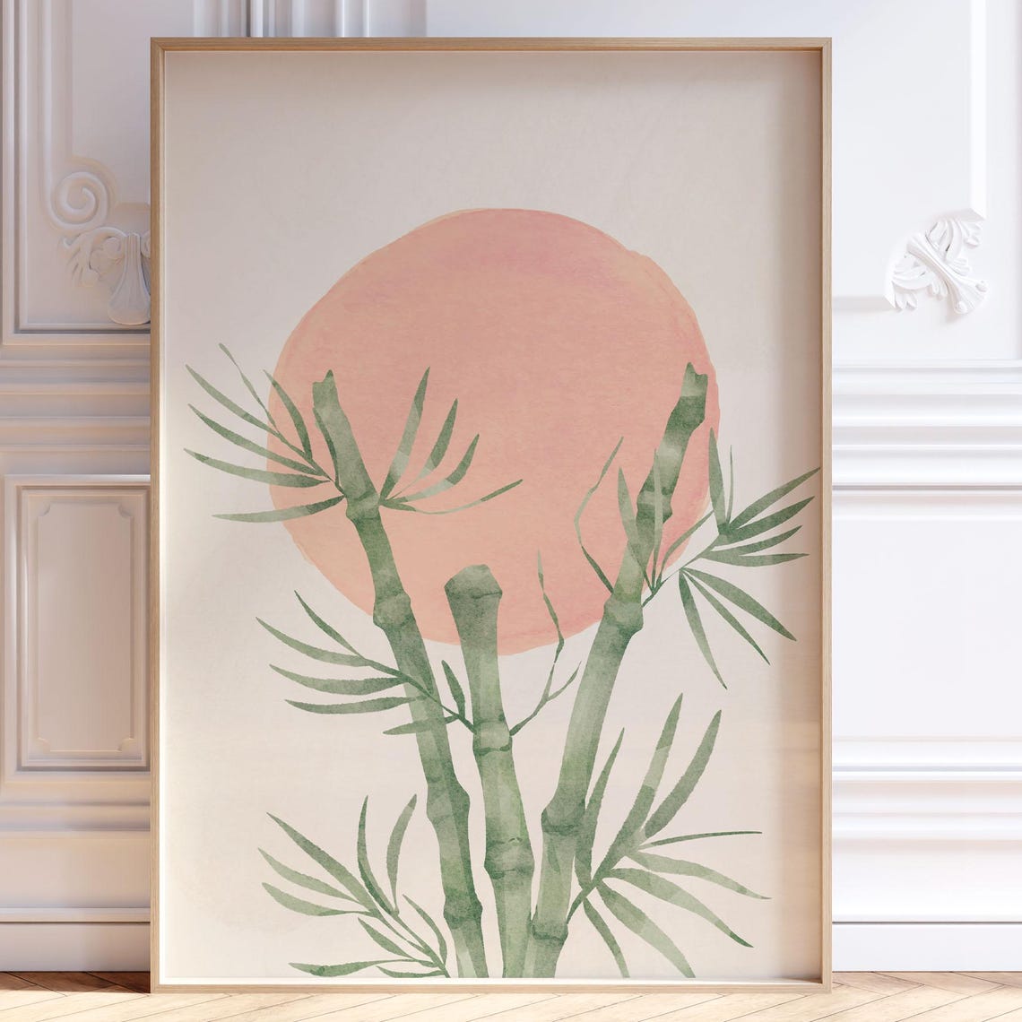 Japandi Bamboo Wall Art Print Japanese Painting Wabi Sabi Neutral Decor Nature Minimalist