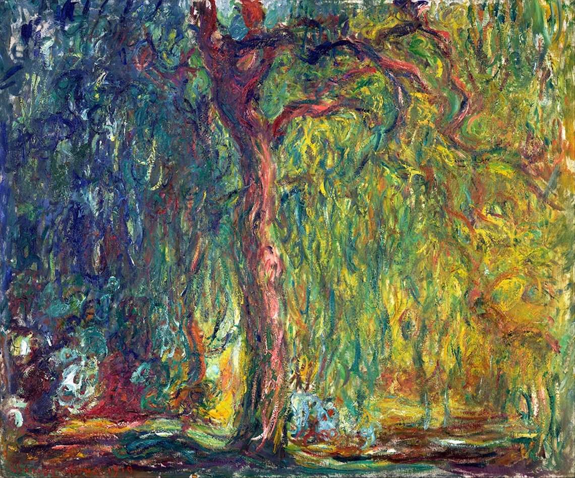 Claude Monet Weeping Willow Tree Over Pond Reflections Poster - Image 2