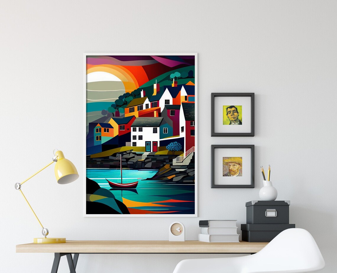 Port Isaac Cornwall Art Print, Vibrant Coastal Poster - Image 4