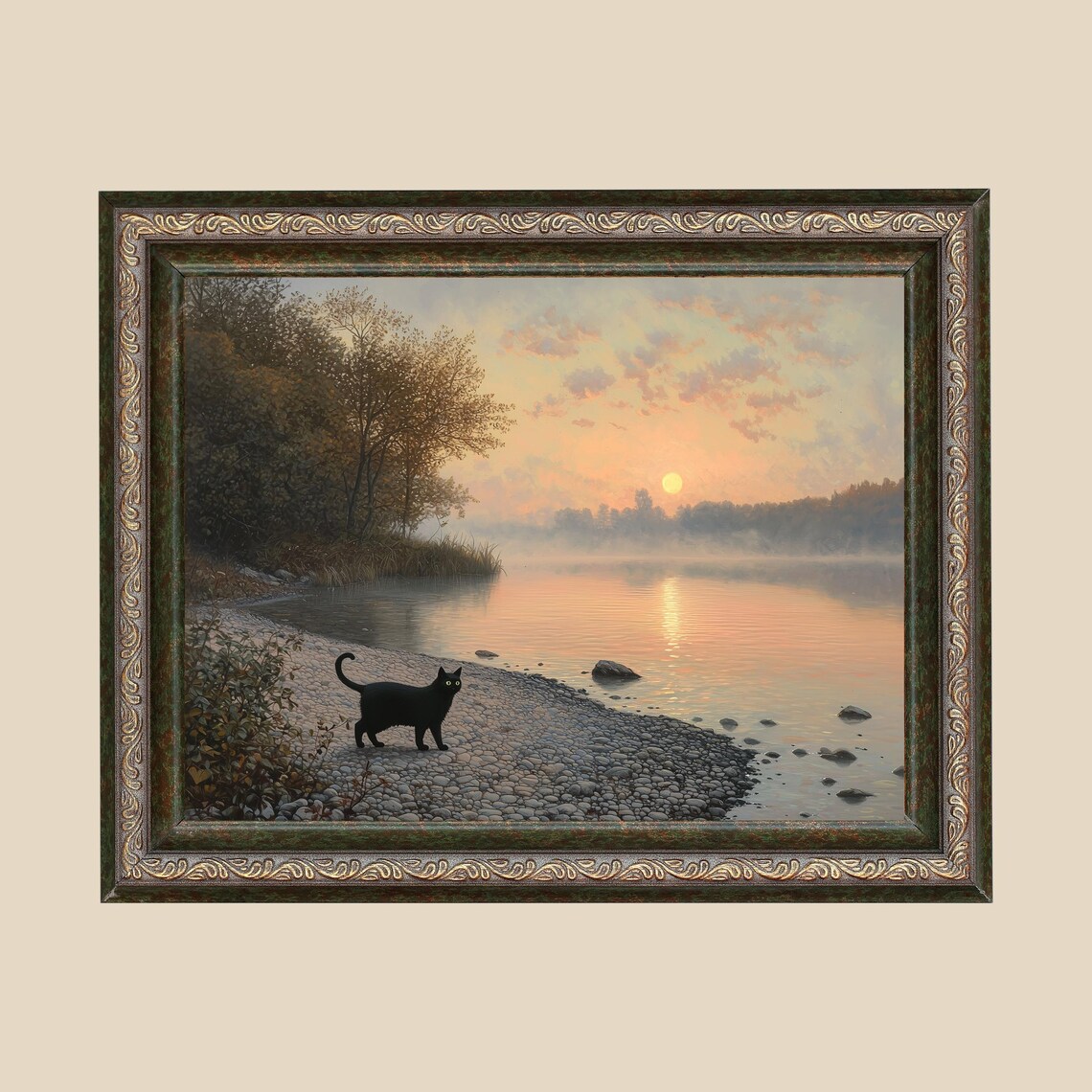 Vintage Black Cat Art Print, Moody Whimsical Cat - Image 3