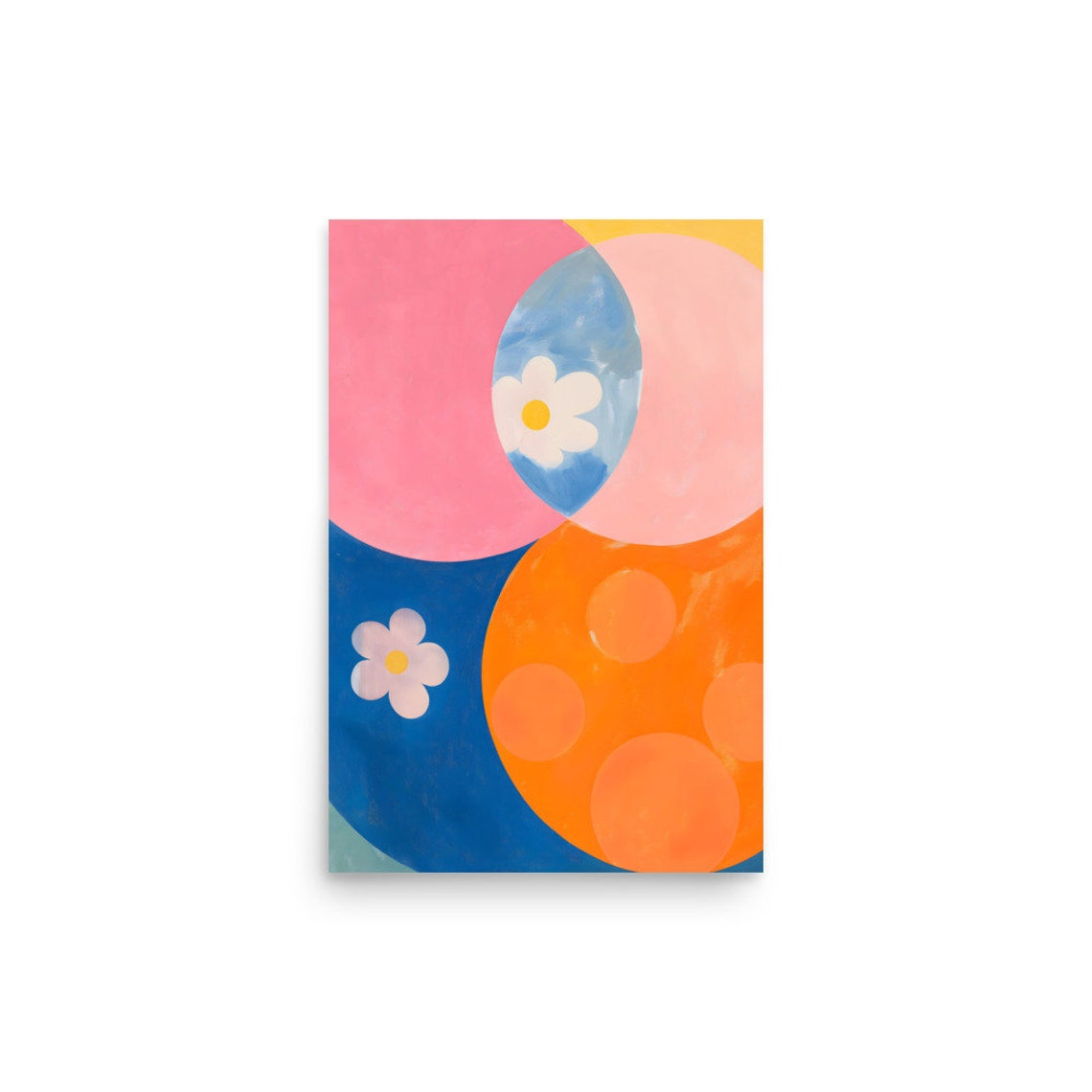 Hilma af Klint Style Bold Circles Flowers Pink Blue Orange Poster - Image 2