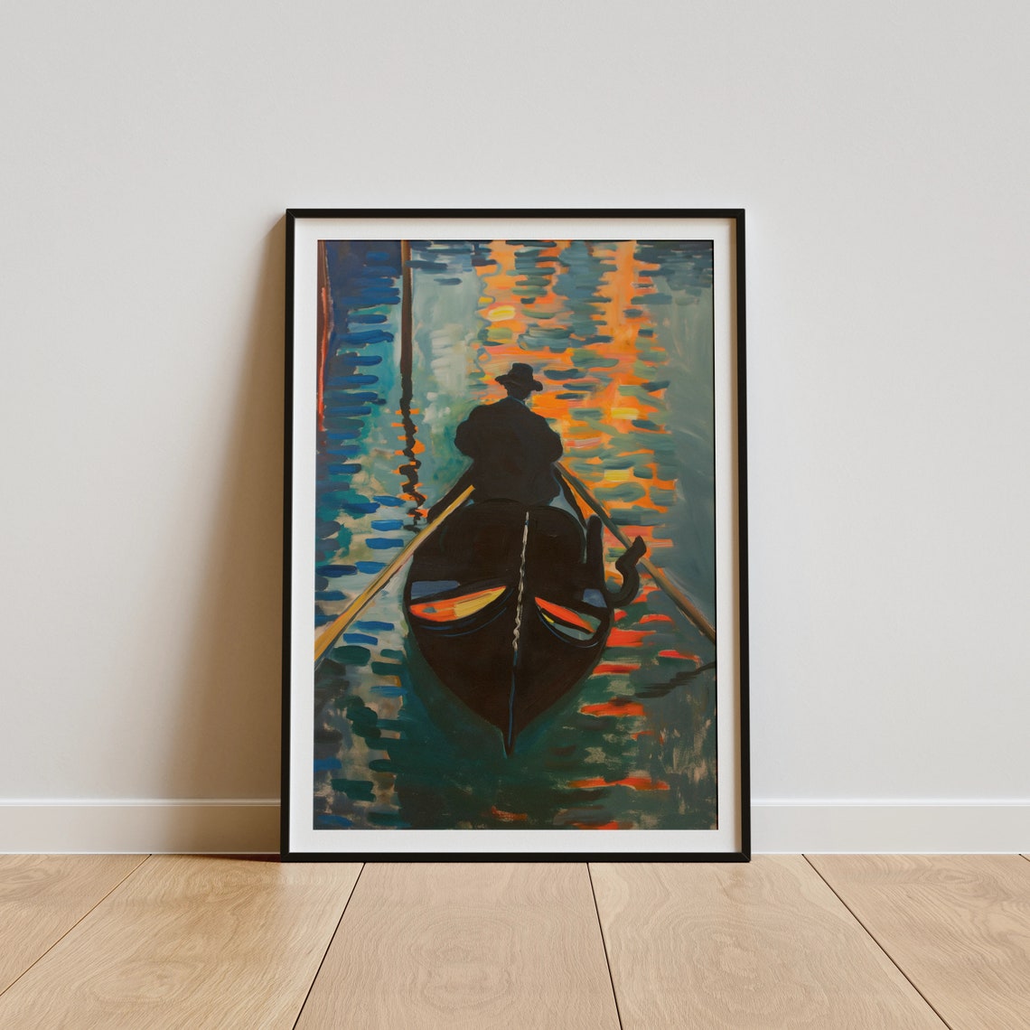 Venice Gondola Sunset Gondolier Orange Reflection Canal Poster - Image 4