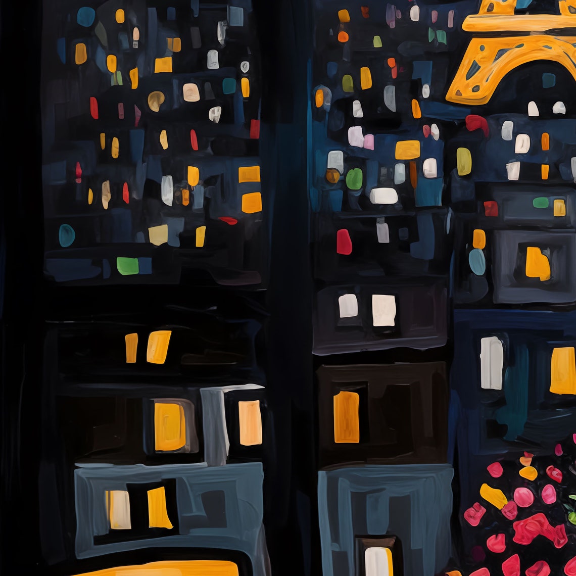 Paris Night Window View Eiffel Tower Fauvist Cafe Scene Poster - Image 3