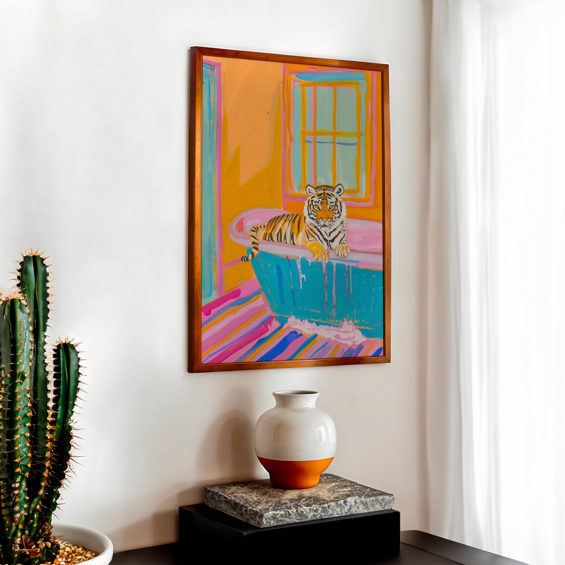 Tiger In Bath Poster, Maximalist Bathroom Print - Image 2