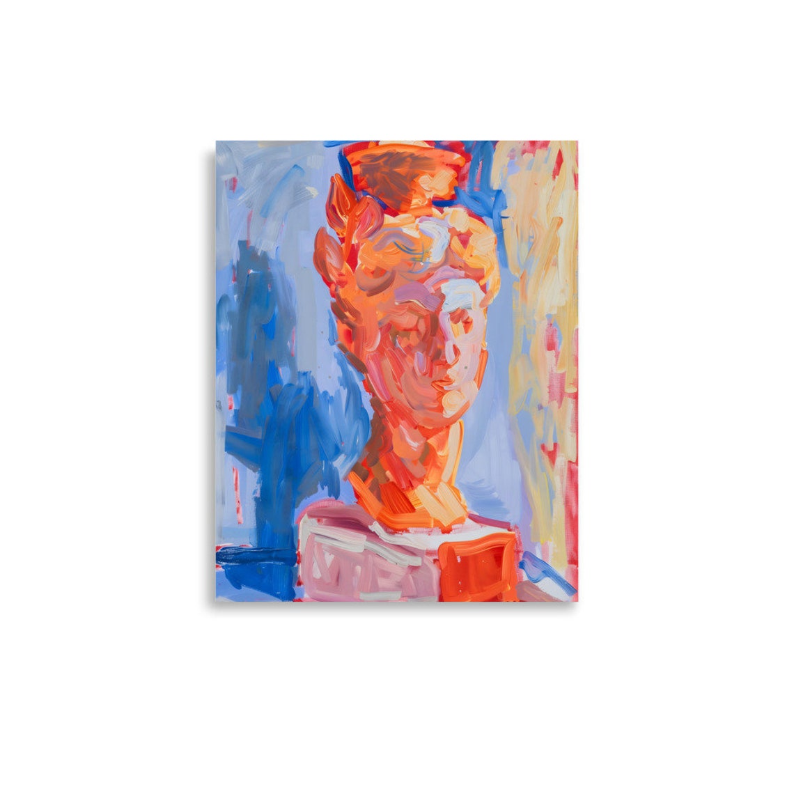Fauvist Abstract Female Bust Sculpture Orange Blue Modern Poster - Image 4