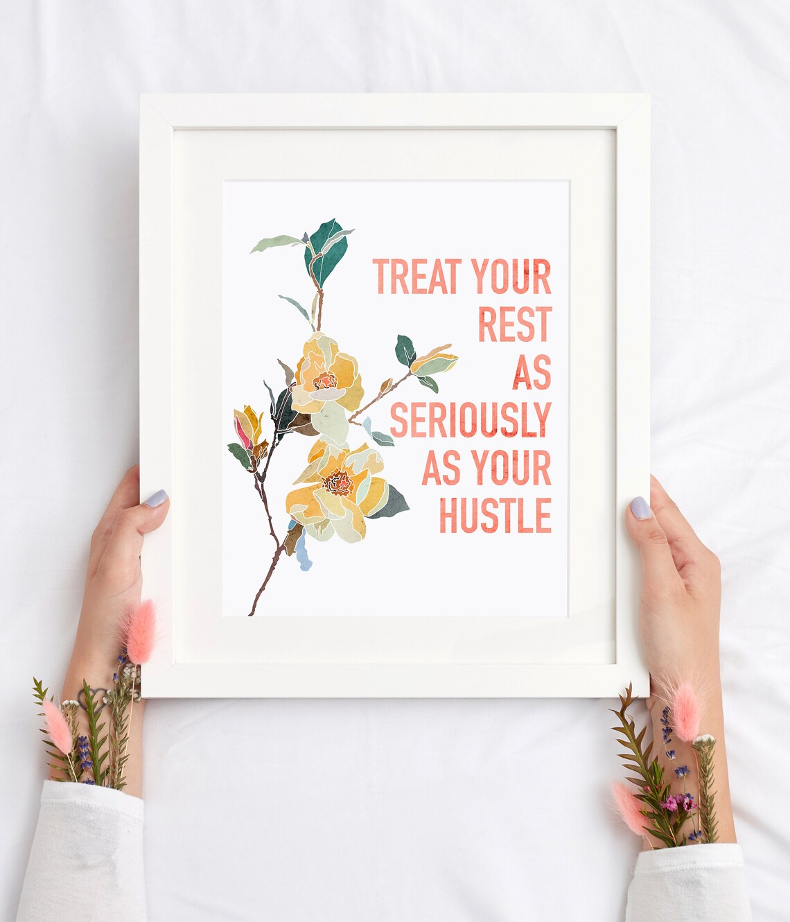 Watercolor Floral Inspirational Quote Art Print