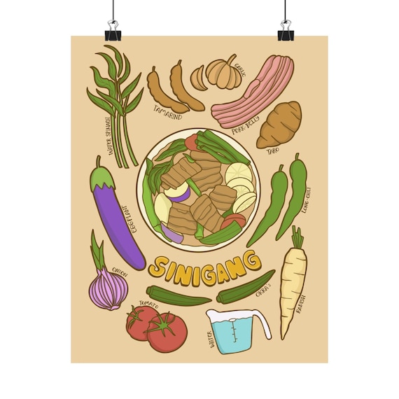 Sinigang Recipe Poster Kitchen Decor Foodie Art Filipino Cuisine Culinary Gift Wall Print