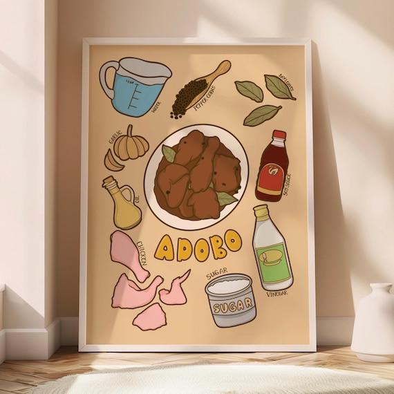 Philippines Poster Adobo Art Filipino Food Printable Pinoy Modern Home Kitchen Wall Decor Philippine Digital