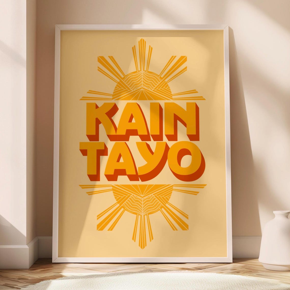 Kain Tayo Filipino Sun Bold Typography Poster for Kitchen Dining Decor