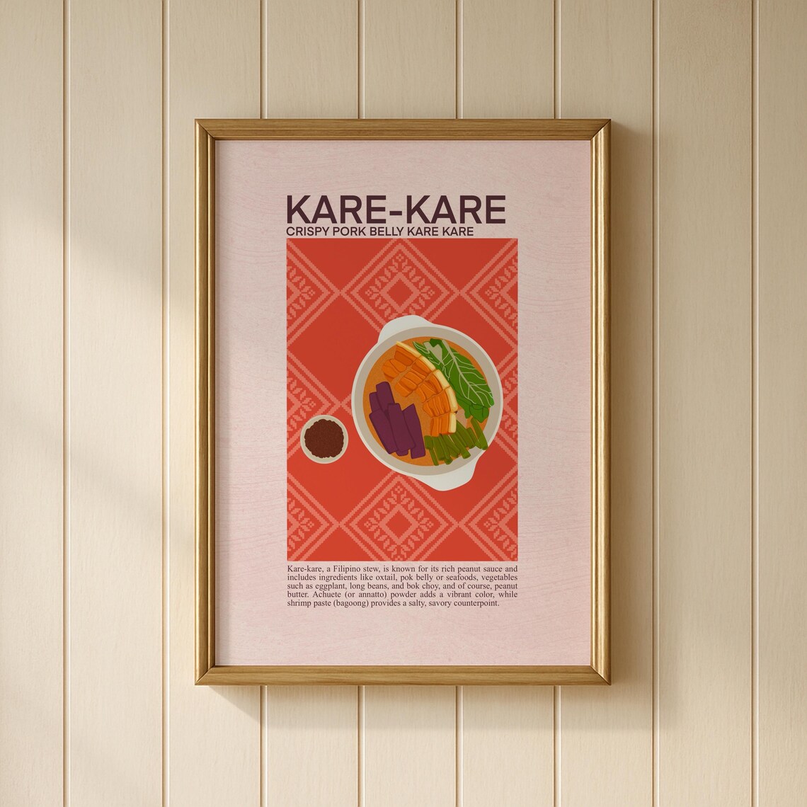 Kare Kare Crispy Pork Belly Stew Illustrated Filipino Dish Kitchen Poster