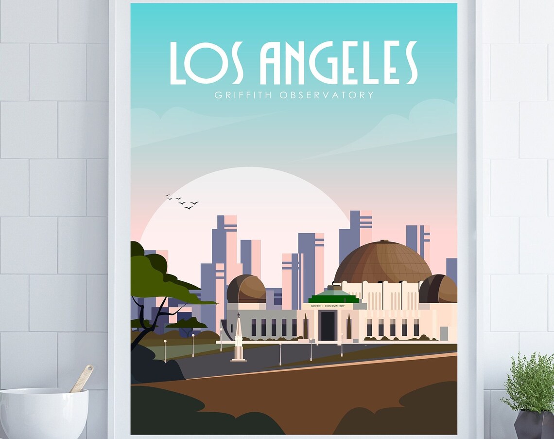 Los Angeles Griffith Observatory Travel Poster Art