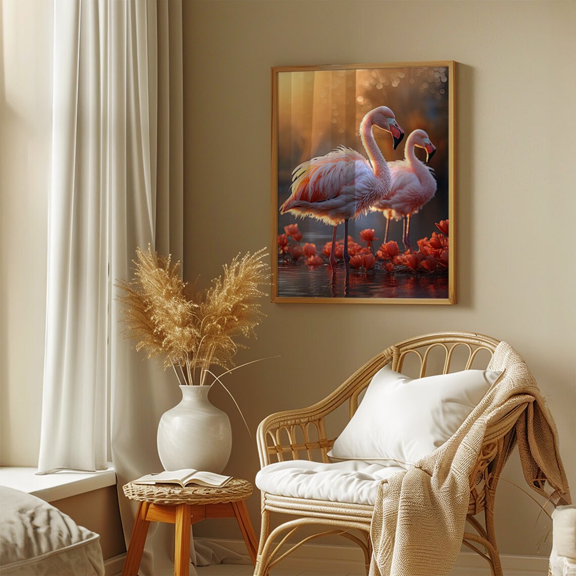 Flamingo Sunset Wall Art Print, Pink Home Decor - Image 3