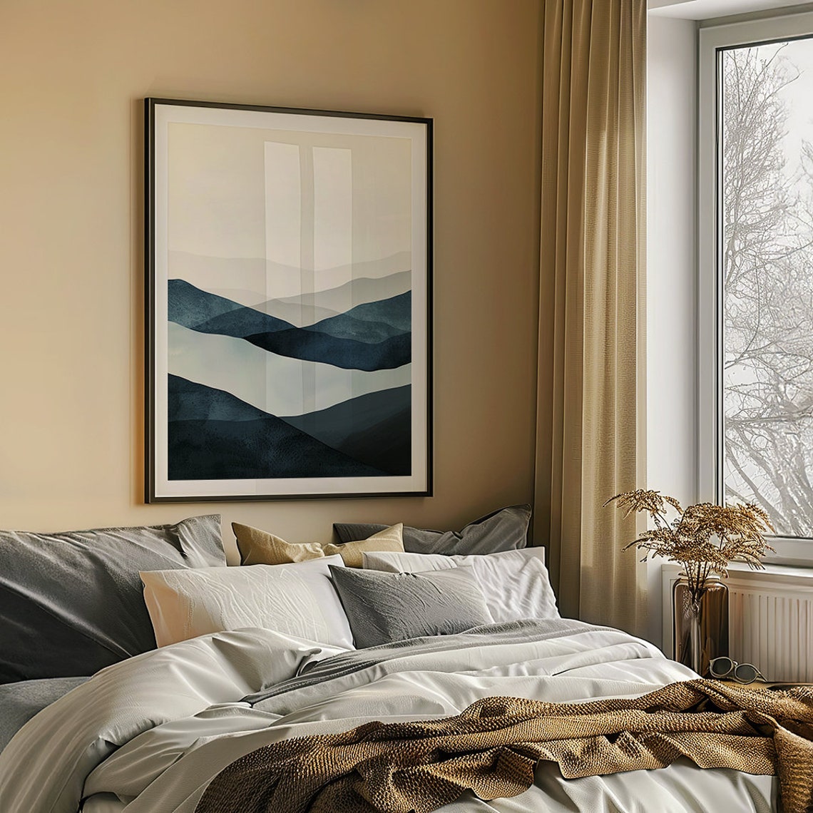 Minimalist Blue Mountain Print Wabi Sabi Wall Art Japanese Inspired Wall Decor Wabi Sabi Home Decor Gifts For Her Japandi Decor - Image 4