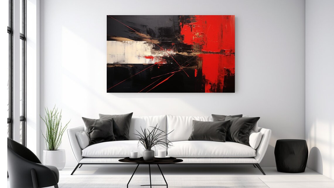 Abstract Black and Red Painting, Wall Art Print