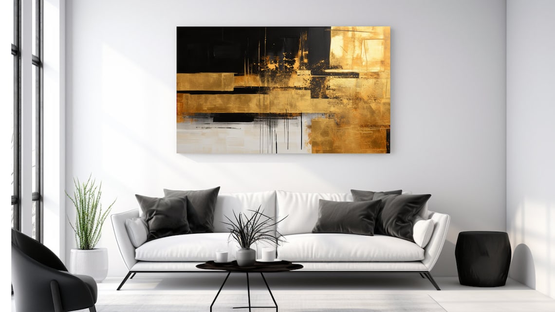 Black Gold Textured Abstraction I Aesthetic Luxury Design Print Home Decor Wall Art Gift Room Decor Ready To Hang